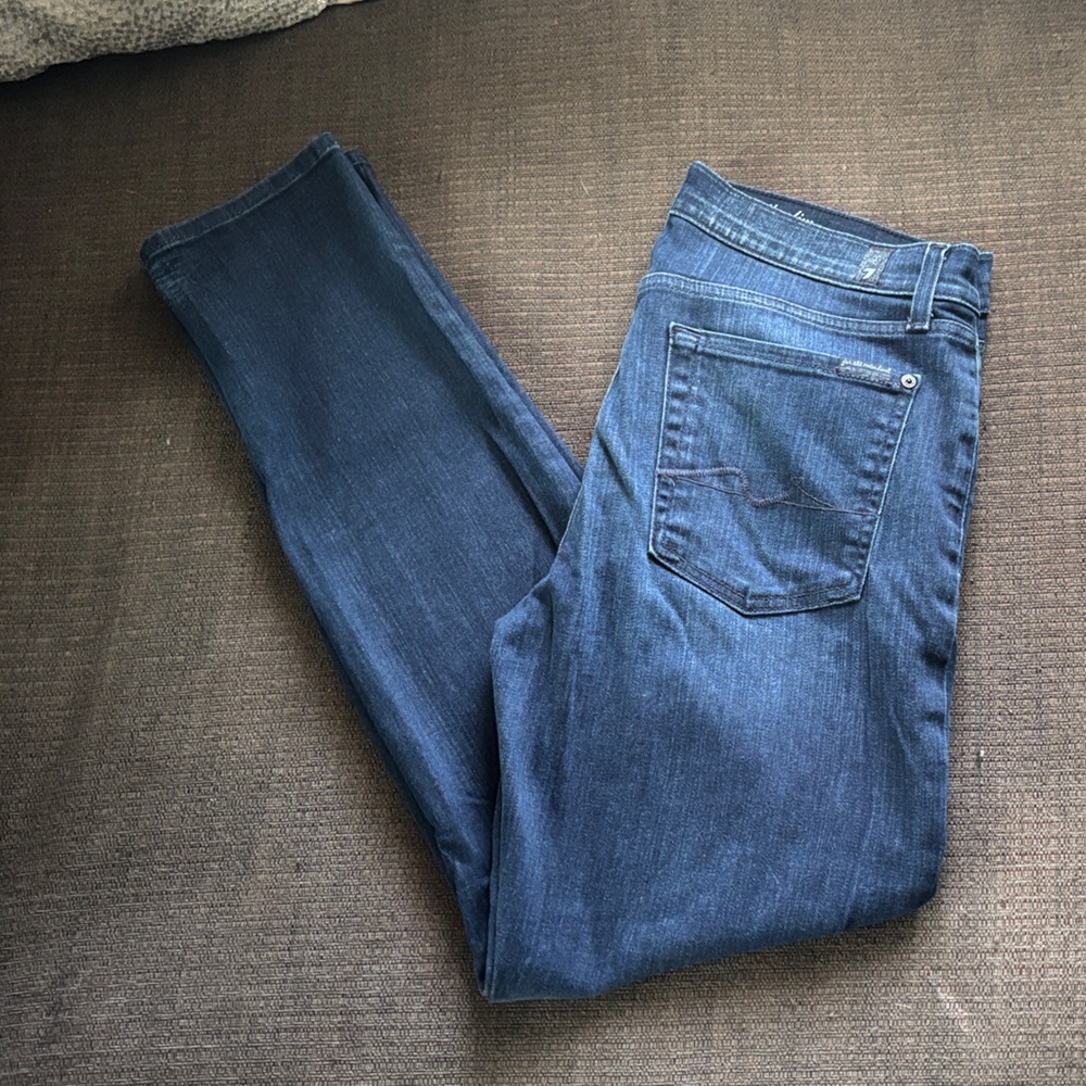 7 For All Mankind Women's Straight Leg Jeans - Dark Blue